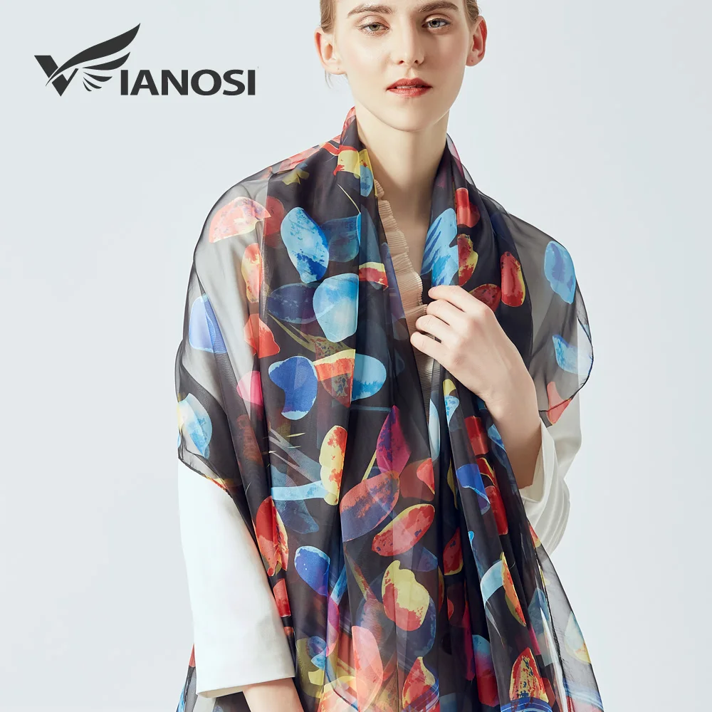 [VIANOSI] Fashion Black Silk Scarf Women Print Shawls Scarves for ladies Summer Beach Stole Luxury brand bandana|Women's Scarves| - AliExpress