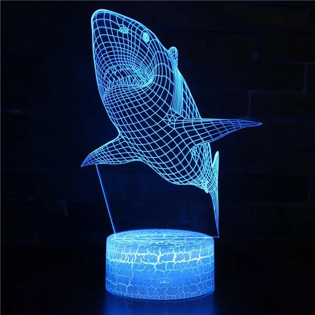 Трещина база Дельфин 3D лампа светодиодный USB креативный 3d ночной светильник 7 цветов акриловый пульт дистанционного управления Сенсорный переключатель спальня настольная лампа - Испускаемый цвет: 7 Colors Changeable