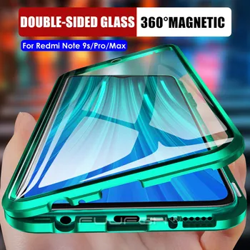 

360 Double Side Metal Magnetic Glass Case for Xiaomi Redmi Note 9s 8 9 Pro Phone Cover for Xiaomi Redmi Note 9 Pro Max Flip Case