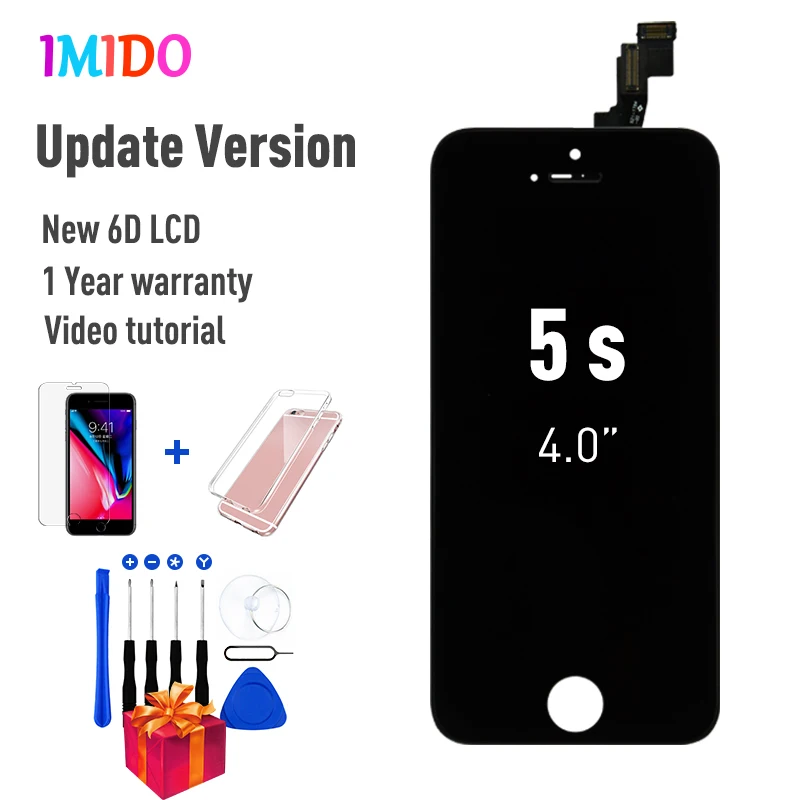 Обновленная версия ЖК-дисплей для iPhone 6 6S Plus OEM дисплей кодирующий преобразователь сенсорного экрана в сборе для iPhone 5S Замена дисплея+ подарки - Цвет: for iPhone 5S Black