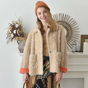 

Real Fur Coat Female Autumn Winter Jacket Clothes 2020 Korean Short Sheep Shearing Coats Vintage Wool Jackets Tops Hiver 202009