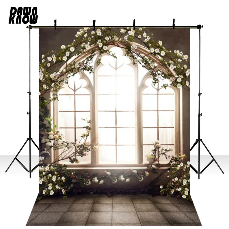Dinnnow виниловый кирпичный фон для фотографии с окном и цветком арки, наземный полиэфирный фон для свадебной фотосъемки, реквизит для фотостудии CM6560