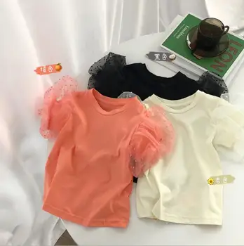 

2020 New Girls Patchwork T Shirt Cotton Voile Fashion Summer Girls Top 2-7t QH614
