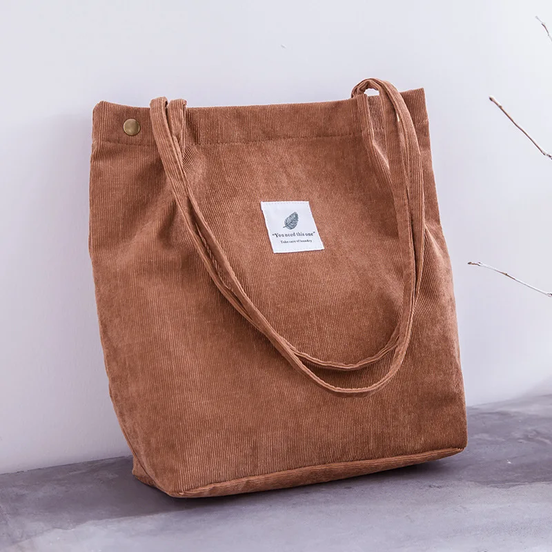 Women Corduroy Shopping Bag Female Canvas Cloth Shoulder Bag Environmental Storage Handbag Reusable Foldable Eco Grocery Totes Women Corduroy Shopping Bag Female Canvas Cloth Shoulder Bag Environmental Storage Handbag Reusable Foldable Eco Grocery Totes