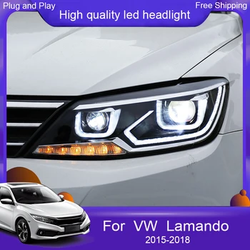 

car headlight For VW Lamando 2015-2018 Headlights Fog Lamp Daytime Running Lights DRL LED lens Bi Xenon Bulbs halogcn Car lights