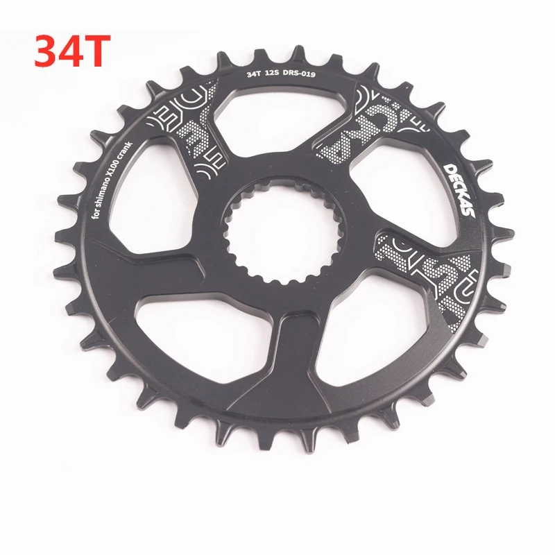 34T Black DECKAS 12 Скоростей круглый Центральный замок для shimano m7100 M8100 M9100 велосипед MTB шатун 32T 34T 36T 38T - Цвет: 34T Black