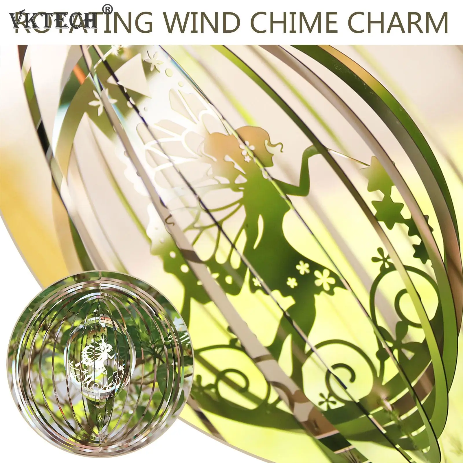 Butterfly Wind Chime Stainless Steel Windmill with Hook Kinetic 3D Rotating Round-shape Pendant Catchers Hanging Home Decor | Дом и сад