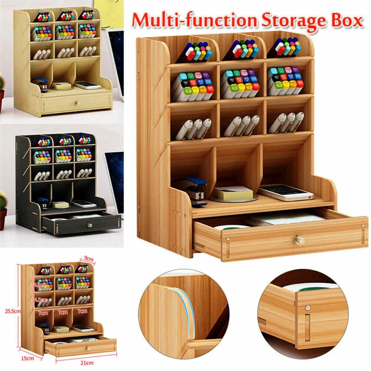 

Wooden Pen holder CreativeFashion Multifunctional Receiving Box Office Desktop Personality Pen Holder Desk Organizer Desk