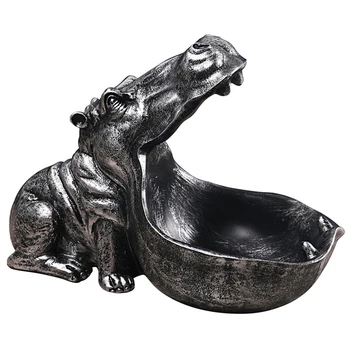 

Resin Hippo Figurines Keychain Desktop Decoration Home Accessories Porch Remote Control Storage Animal Ornament Gift