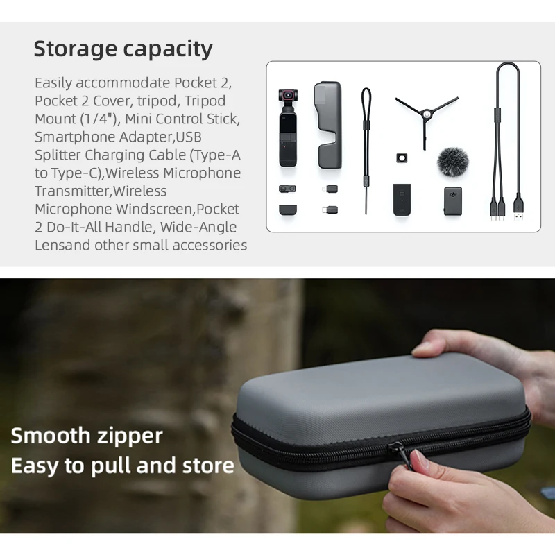 Description Picture 6 of itemfor DJI Pocket 2 Mini Carrying Case Portable Storage Bag Handbag Shock-proof Box Set Handheld Gimbal Camera Accessories