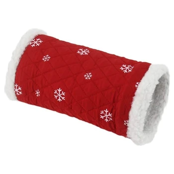 

Hamster Tunnel Warm Nest Small Pet Animal Tube Hideout Bed Playing Channel for Gerbil Rat Guinea Pig ChinchillaSquirrel,Red