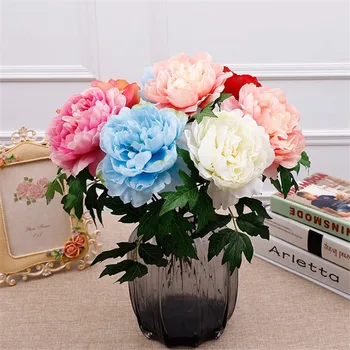

10pcs Fake Single Stem Peony 15.75" Length Simulation Hibiscus Peonia for Wedding Home Decorative Artificial Flowers