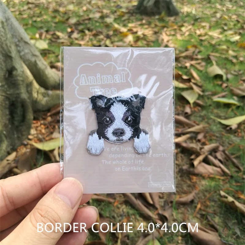1 фото футболка свитер книга милая собака вышивка патч ткань прилипающая назад клейкая ткань прилипающая Маленькая детская верхняя одежда - Цвет: BORDER COLLIE