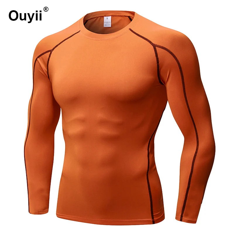 Для мужчин фитнес-футболки спортивная компрессионная одежда тренажерный зал Фитнес Тяжелая атлетика тренировочный быстросохнущая спортивная одежда Для мужчин рубашка - Color: Long Sleeve Style 1