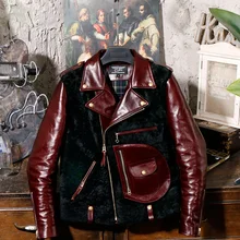 YR!. Качественная классическая Куртка из воловьей кожи с масляным воском, винтажное пальто из натуральной кожи J24, зимнее теплое шерстяное пальто