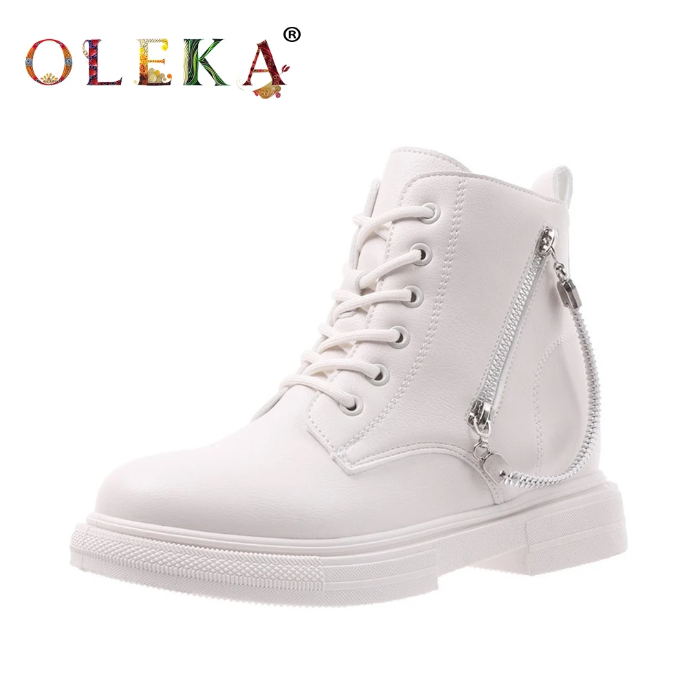 

OLEKA Mid-calf Winter Boots For Women Square Heel Metal Decoration Round Toe Winter Boots Punk Style Basic New AS750