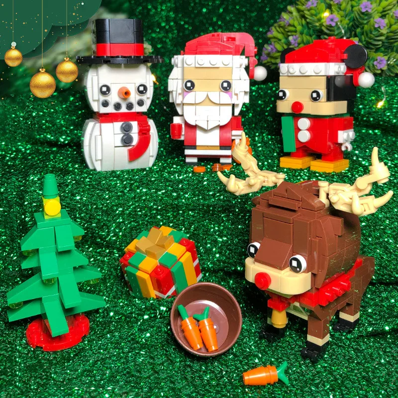 

Winter Village Santa Claus Elk Christmas Tree Snowman Legoinglys Brickheadz Figures Model Building Blocks Bricks Kits Kid