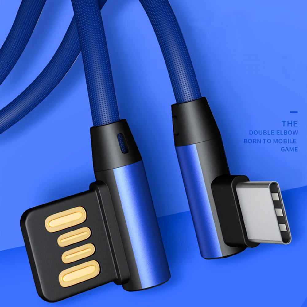 

Dual Elbow USB Type C Cable Charging Cord for Samsung Xiaomi Huawei Reversible USB C Charger Wire for Gaming Data Transmission