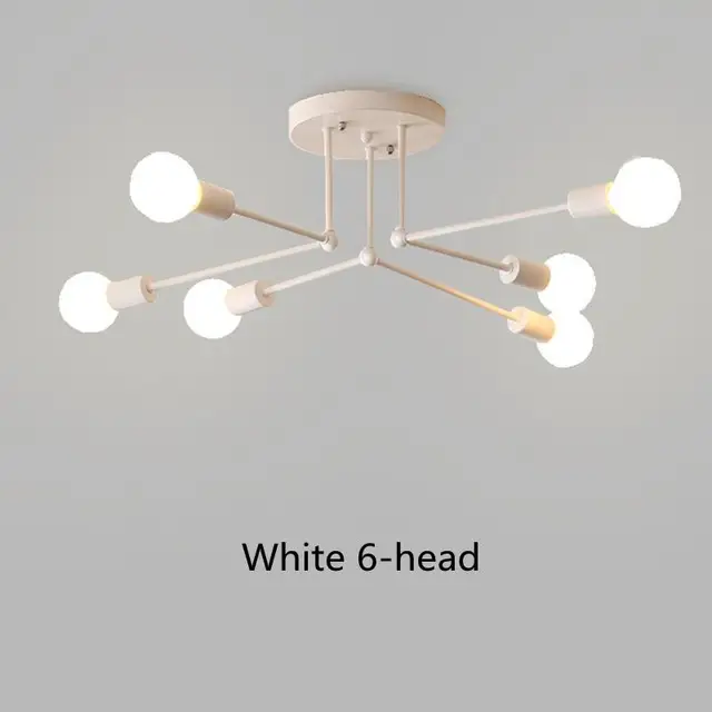 Modern Creative Indoor Pendant Lamp Black Golden  Modern Minimalist Personality Bedroom Living Room Dining Room Ceiling Lamp White-6 heads