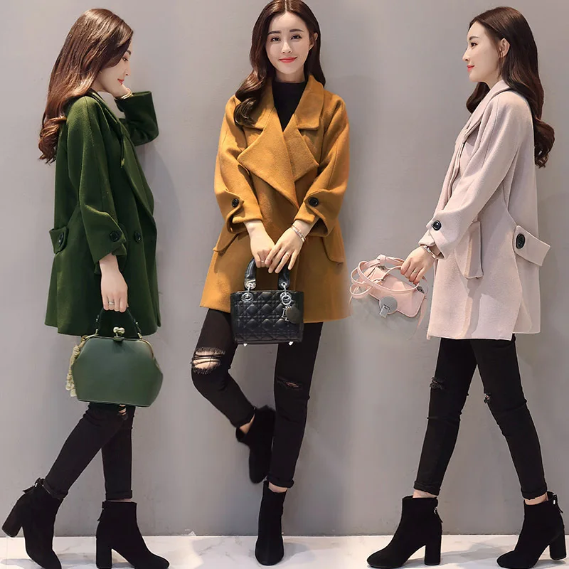 

Woolen Overcoat Women's 2019 New Style Short Autumn & Winter Mid-length Woolen Jacket Short Short-height New Products Medium Len