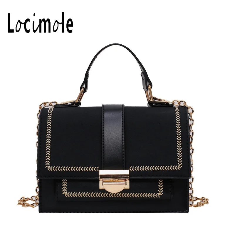 

Locimole Frosted Women Crossbody Bags Contrast Color Handbag Small Square Shoulder Messenger Bag Chain Women Bag BIW368 PM49