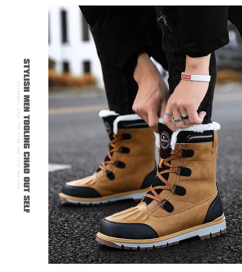 New Quality Waterproof Hilking Boots Super Warm Plush Men's Shoes Winter Ankle Boots Comfortable Hunting Boots Climbing Sneakers