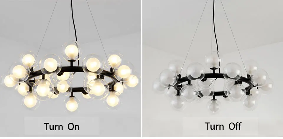 Postmodern golden black magic beans glass ball chandelier northern Europe simple living room dining room restaurant bar light
