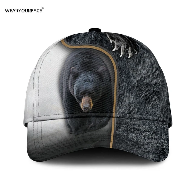 Black Bear Bass Fishing Baseball Cap Printed Snapback Hat Men