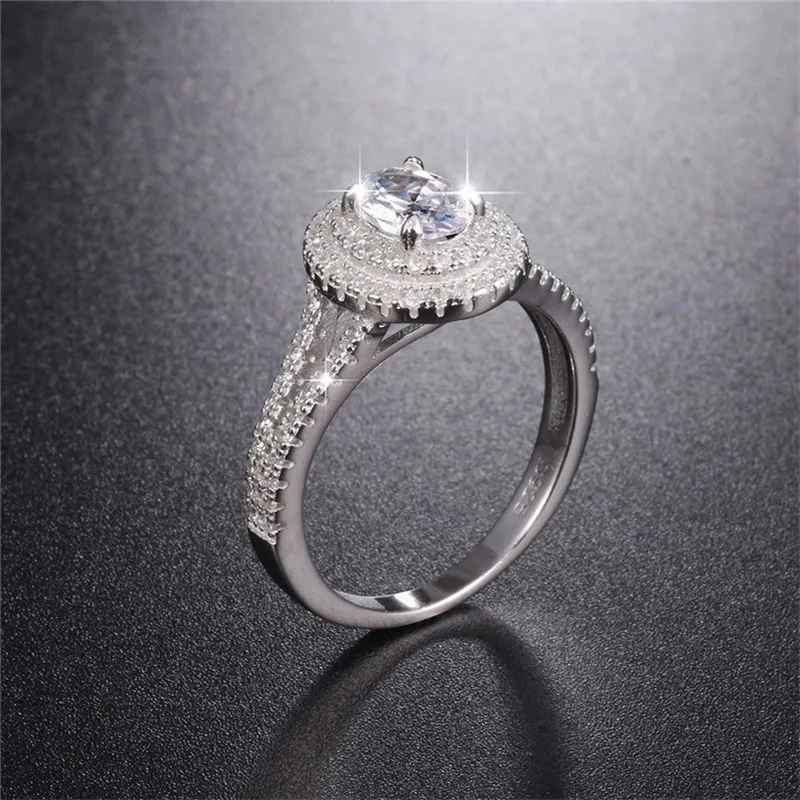Женское кольцо из серебра 925 пробы с бриллиантами|diamond jewelry|cushion cut engagementjewelry wedding