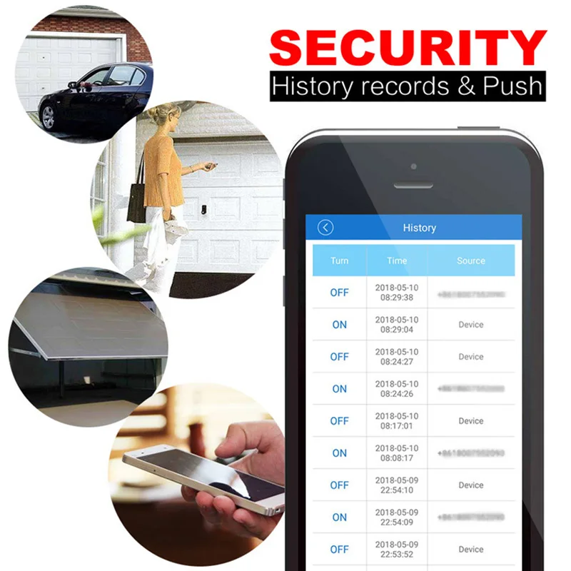 

Garage Remote Control Smart APP WiFi Switch Car Garage Door Opener History Record GQ999