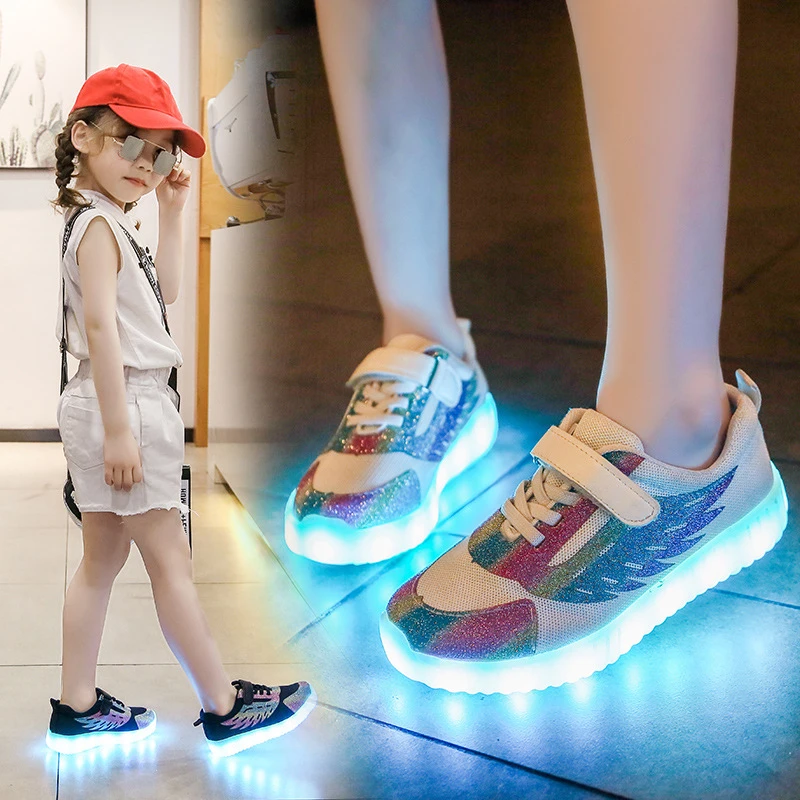Zapatos luminosos con carga para niños y niñas, zapatillas de de alta calidad, zapatos de primavera para niños, luces con USB|Zapatillas deportivas| - AliExpress