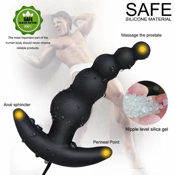 Anal Prostate Massager 10 Vibrating Mode Silicone Rechargeable Vibrating Beads Toys For Men And Women Remote Control Sex Toys 6