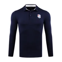 Осенне-зимняя мужская футболка с длинными рукавами соревнование с таким же мячом одежда для гольфа мягкая удобная белая/темно-синяя M-XXL