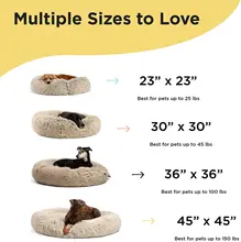 

Round Pet Cushion Anti-slippery Donuts Shaped Dog And Cat Mattress Super Soft Long Faux Fur Round Mat For Dogs And Cats Pet Bed