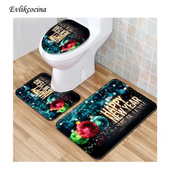 

Free Shipping 3Pcs Shining Color Bells Bath Mat Set Toilet Anti Slip Bathroom Carpet Rug Bathroom Mat Living Room Tapis De Bain
