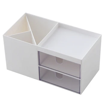 

Desktop Storage Box Double Drawer Compartment Organizer for Jewelry Cosmetics LXH Makeup Storage Box