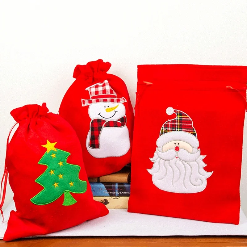 Рождественская упаковка, мешок Noel, мультяшная сумка на шнурке, вышитая Рождественская Подарочная сумка, Санта Клаус, снеговик, сумка для отдыха