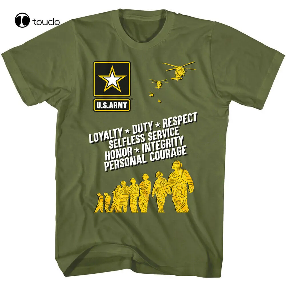 Us Army Core Values Maglietta Da Uomo Soldati Degli Stati Uniti America Mission Map Tee
