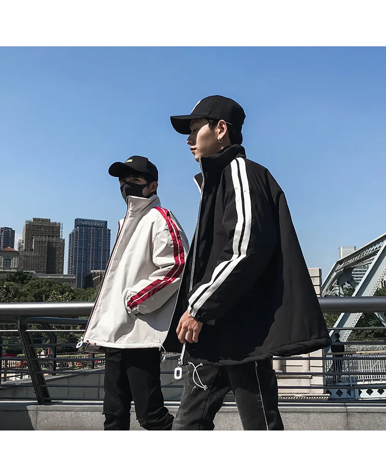 Winter New Style Men Printed Loose-Fit Stand Collar Long Sleeve Cotton-padded Clothes Japanese-style Teenager Thick Coat Me