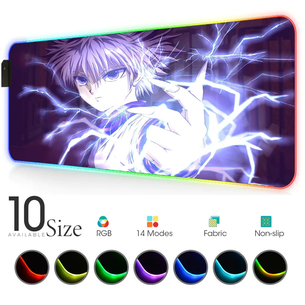 

Hunter X Hunter Led Carpet Anime Mousepad Rgb Rug Deco Gaming Desk Accessories Pc Gamer Complete Gloway Mouse Pad with Backlight