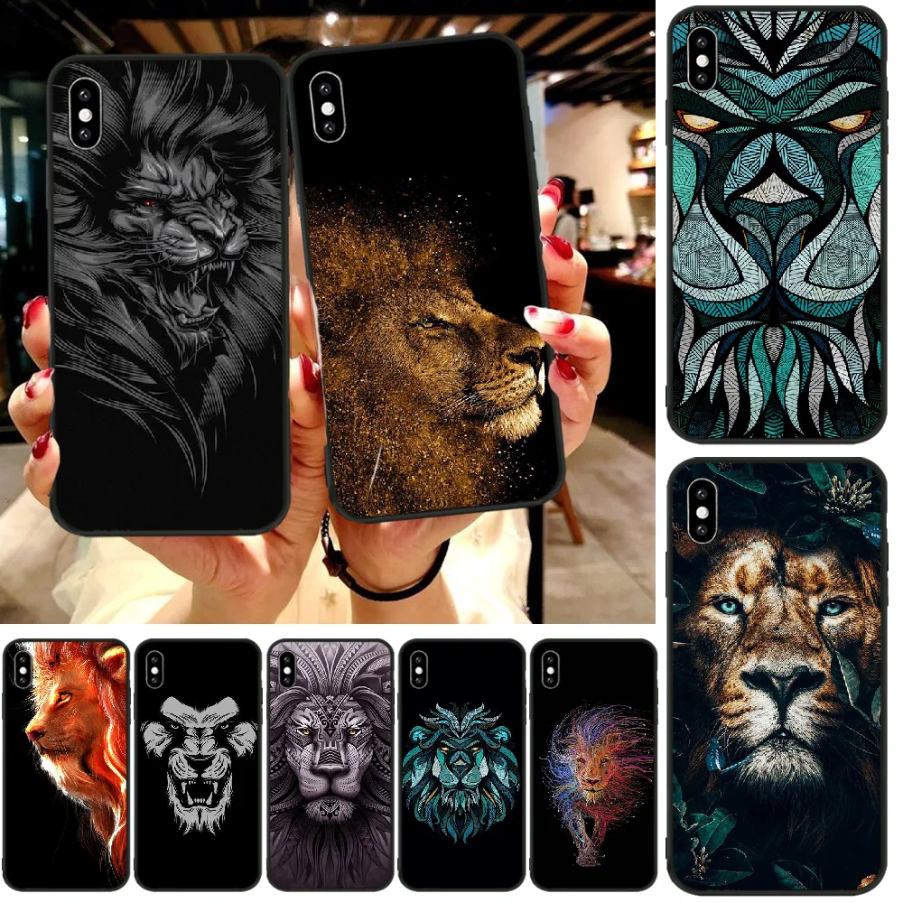

OFFeier Creative lion Black Soft Shell Phone Case Capa For iphone6 6s plus 7 8 7 8 plus X XR XS MAX 11 Pro Max Cover