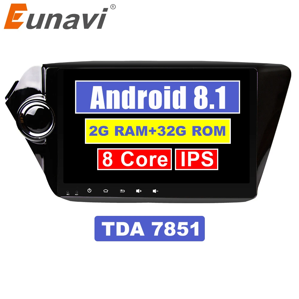 Автомагнитола Eunavi 2 din 9 ''TDA7851 Android 8 1 gps навигация для Kia k2 RIO 2010 2011 2012 2013 2014 2015 в