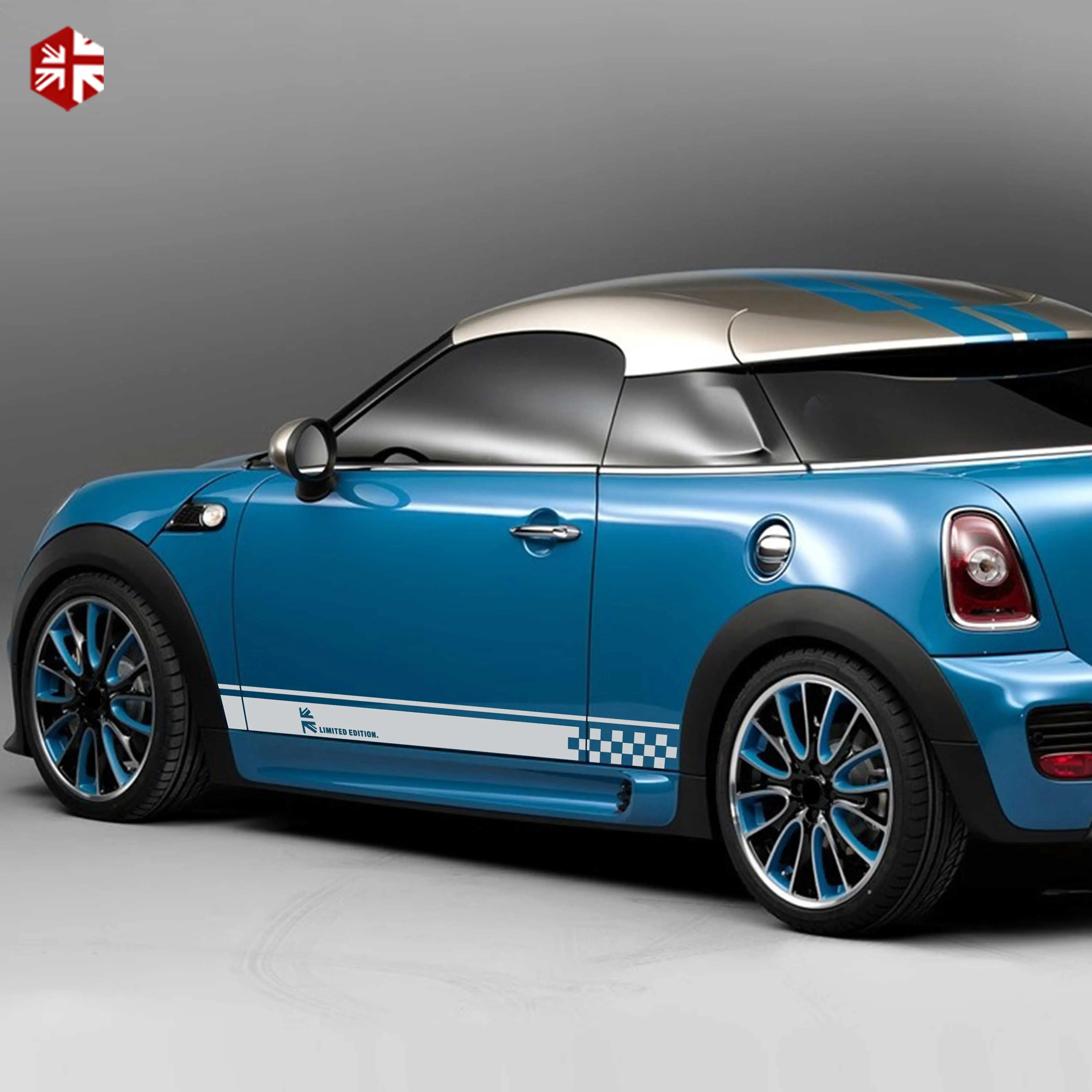 2X Union Jack Styling Car Door Side Stripes Skirt Sticker Limited Edition Body Decal For MINI Cooper R57 R58 R59 JCW Accessories