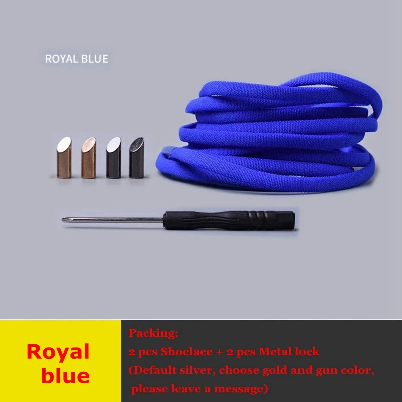 Royal blue 1 пара одноцветных полукруглых шнурков эластичные кружевные шнурки без галстука Детские Взрослые быстрые кроссовки без шнуровки обувные шнурки для шнуровки - Цвет: Royal blue