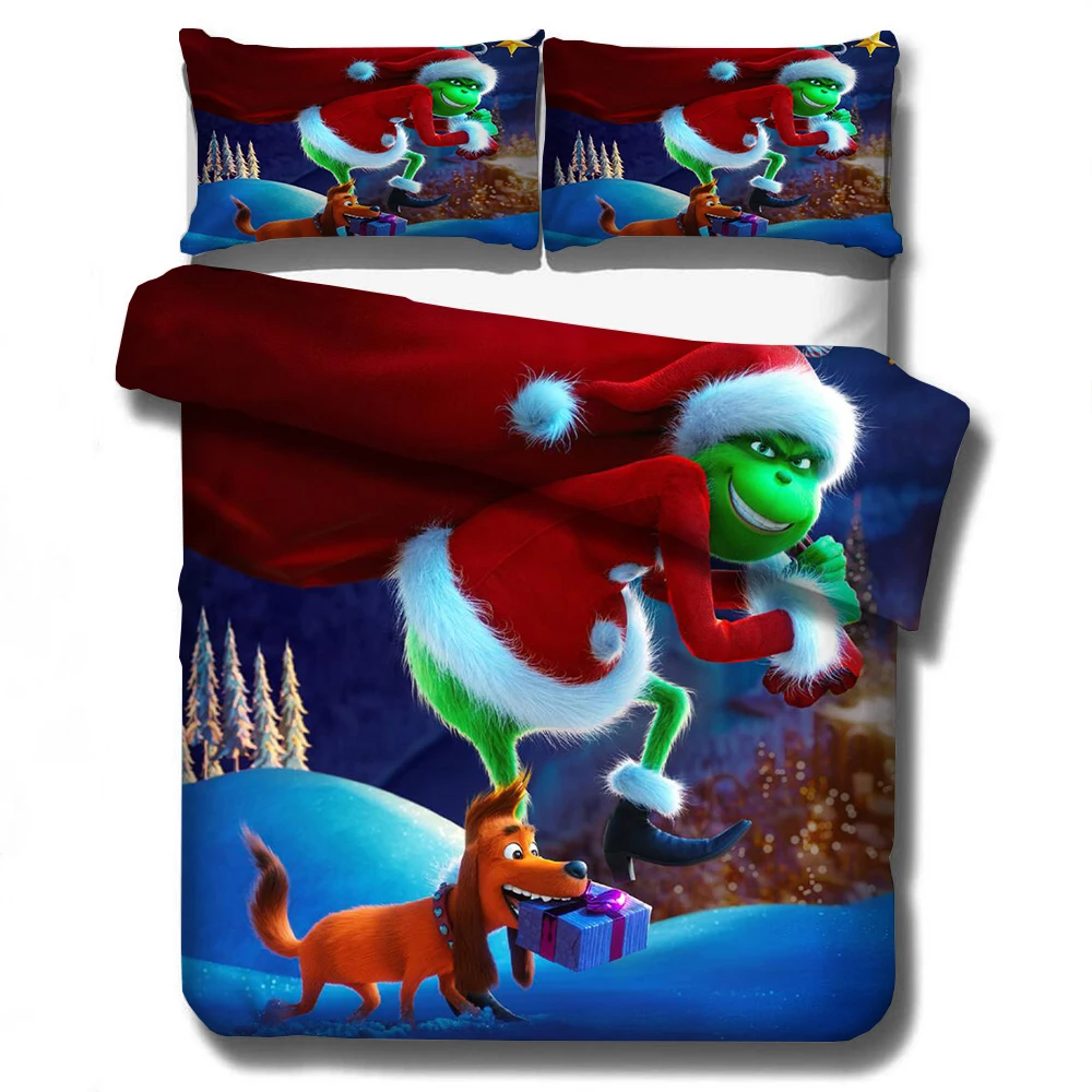 Grinch палантин Рождественский 3D комплект постельного белья пододеяльники наволочки цельное одеяло комплект постельного белья s постельное белье