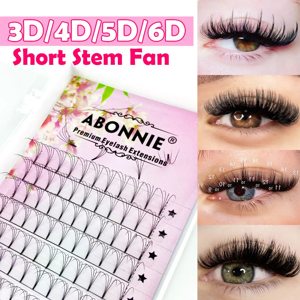 10pcs/lot Abonnie Short Stem Premade Fans Russian Volume Lashes Tray Premium Eyelash Extensions Supplies for Eye Beauty Makeup eyelash extensions fake eyelashes eyelash extension eyelash extension lashes false eyelashes