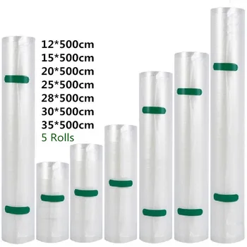 

Kitchen Vacuum Bags For Vacuum Packing Sealer Machine Food Fresh Keeping 35 30 28 25 20 15 12*500cm 5 Rolls/Lot Bpa free