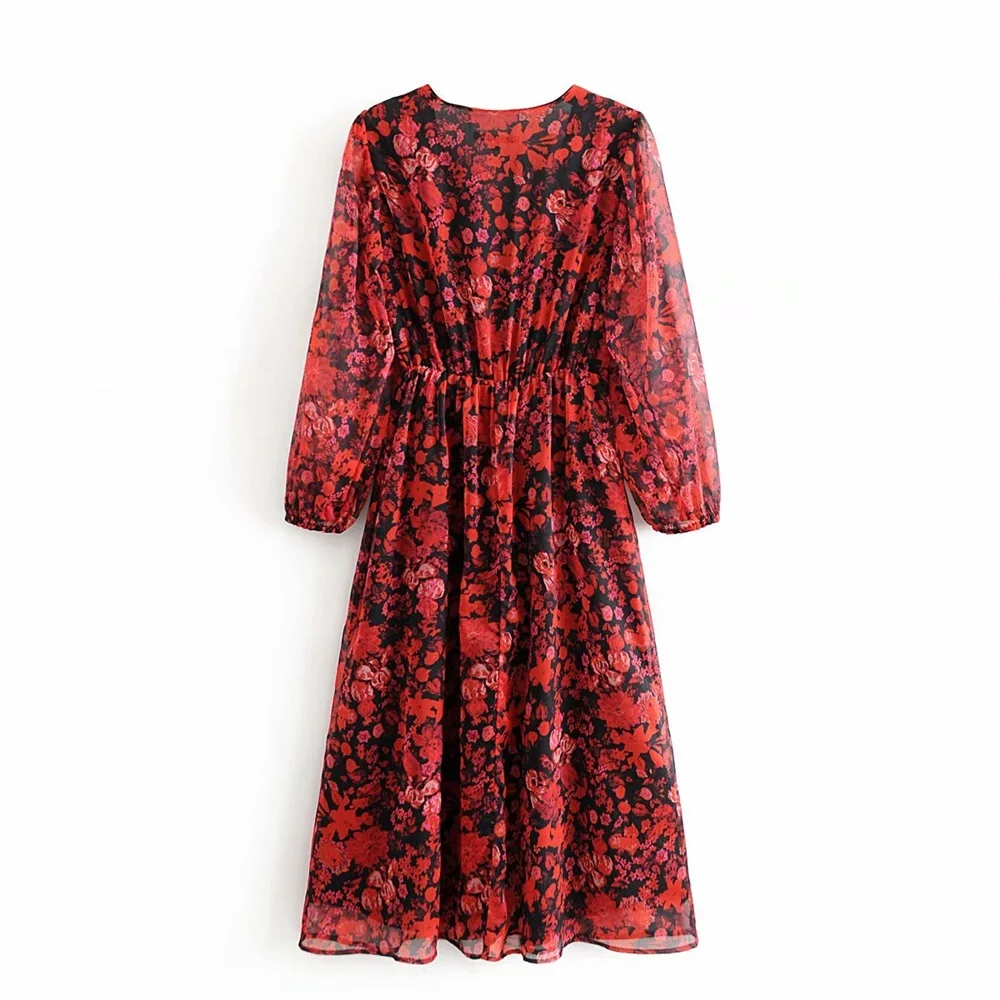 Ma & go женское платье Новый струящийся креп тяжелая ткань с цветочным принтом 7