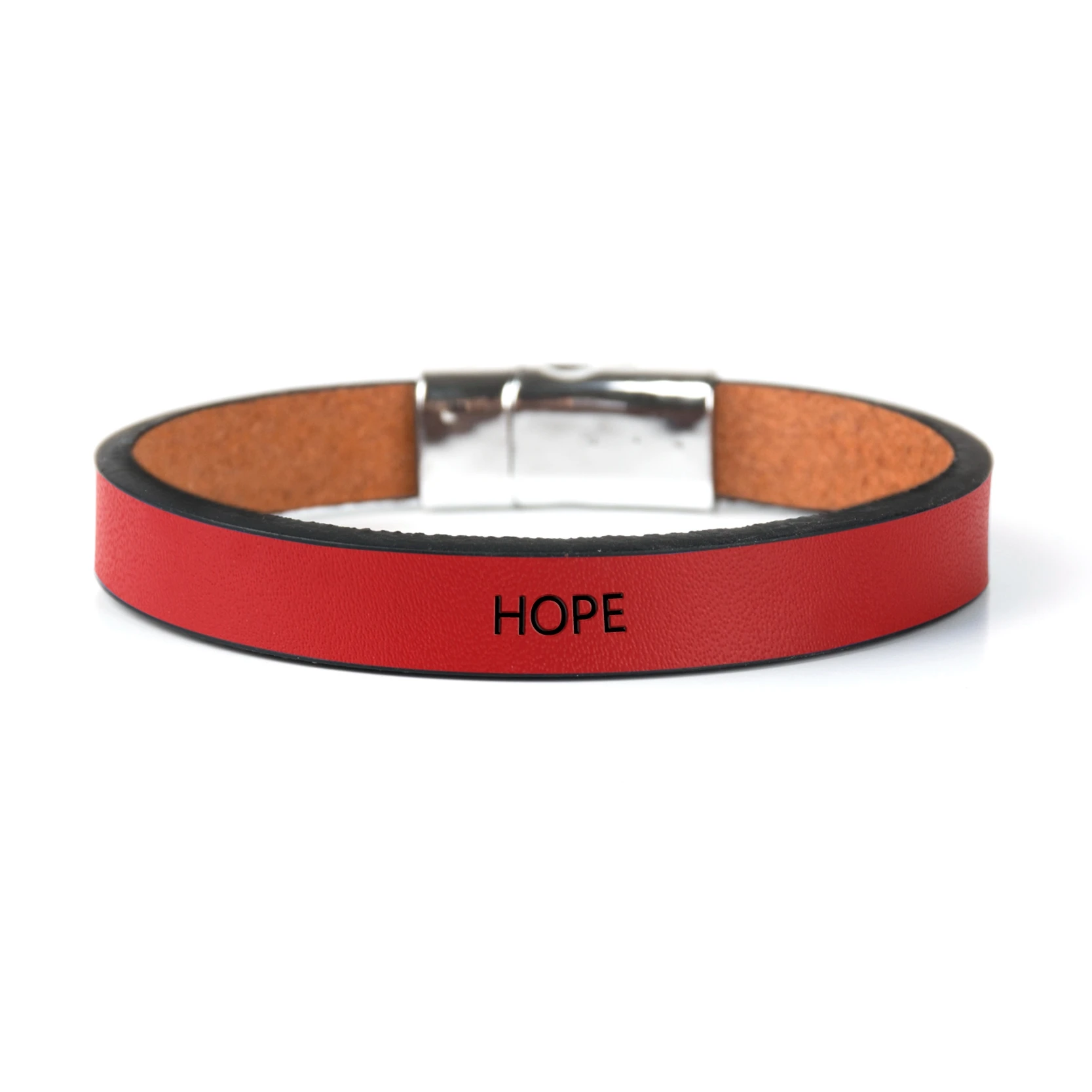 HOPE модный кожаный браслет сообщение манжеты браслеты для женщин и мужчин браслет с защелкой мантра манжета персональный подарок - Окраска металла: Red