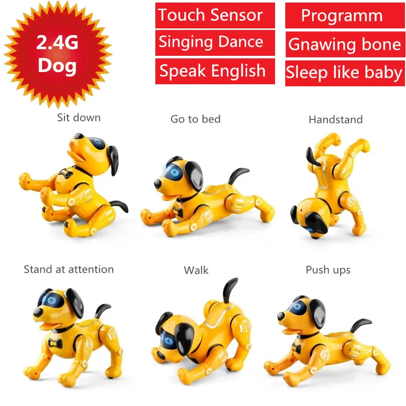 Touch & Remote Control Pet Dog Speak Story Sing Dance Action Programmabile Speak English Rosicwing Bones Rc Robot Dog Kid Friend Toy